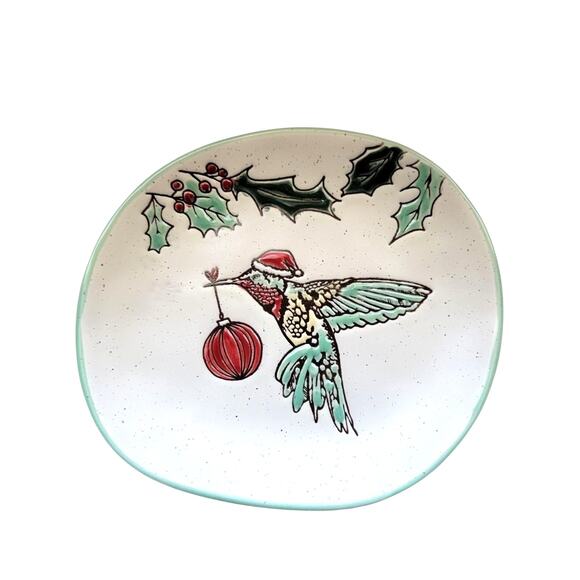 Eli & Ana Blue‎ Sky Christmas Appetizer Plates Hummingbirds Whimsical Set of 4 - Picture 2 of 8